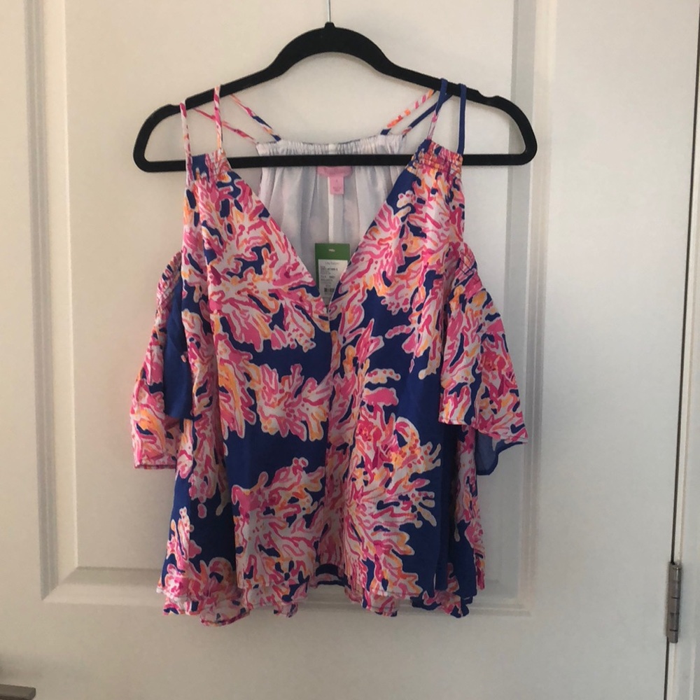 NWT Lilly Pulitzer Bellamie top, Its Eelectric, S - Picture 3 of 6